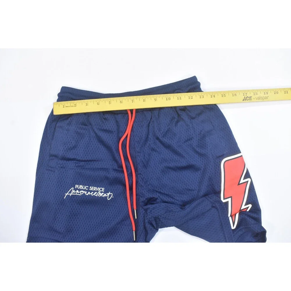 PSA Tastemaker Shorts Mens XS Blue Mesh Lightning Bolt Athletic Pockets Gym